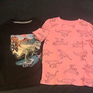 Old Navy Pink Dinosaur Short Sleeve Tee with Black Skate Dino Tee
